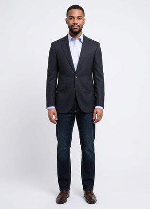 Napoli Classic Fit Solid Navy Blue Half Canvassed Wool Blazer Sportcoat - The Suit Depot