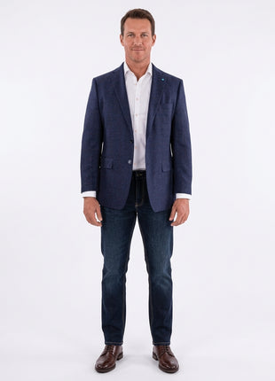 Blujacket Men's Navy Maron Plaid Reda Wool Regular Fit Blazer Sportcoat