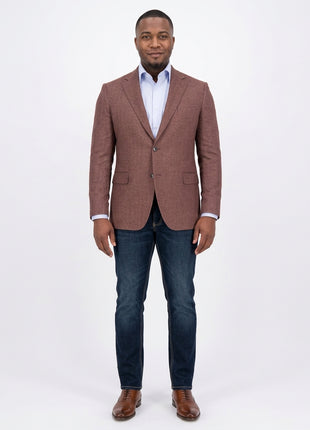 Napoli Slim Fit Brown Herringbone Half Canvassed Wool Cashmere Blazer Sportcoat - The Suit Depot