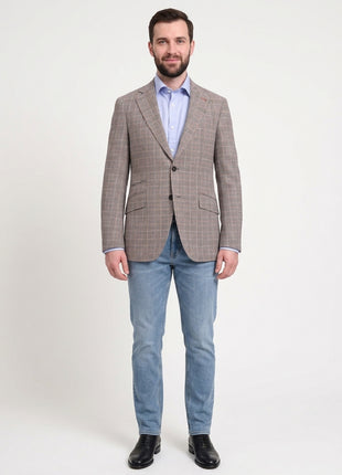 Napoli Slim Fit Black & White Glen Plaid Half Canvassed Marzotto Wool Blazer - The Suit Depot