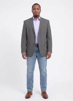 Caravelli Classic Fit Gray Hopsack Weave Two Button Stretch Blazer Sportcoat