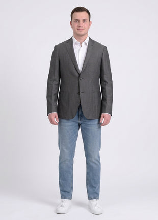 Mens Napoli Heather Gray Half Lined Half Canvassed Linen Wool Blazer Sportcoat - The Suit Depot