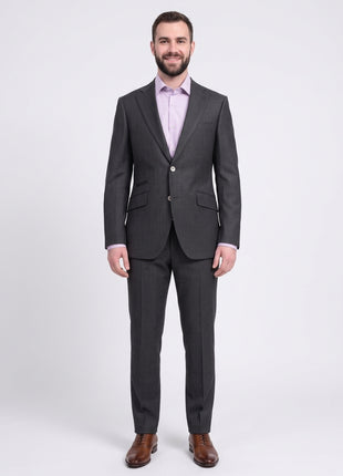 Napoli Slim Fit Gray Check Half Canvassed Super 150s Wool Blazer Sportcoat