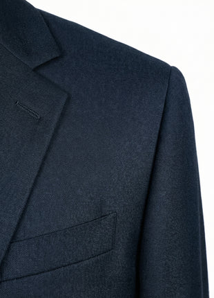 Tommy Hilfiger Solid Navy Blue Classic Fit Notch Lapel Wool 2-Button Blazer