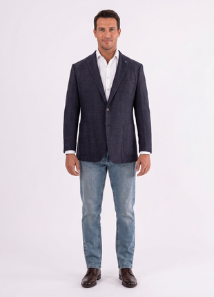 Blujacket Navy Blue Regular Fit 1/4 Lined Drago Wool Cashmere Blazer Sportcoat