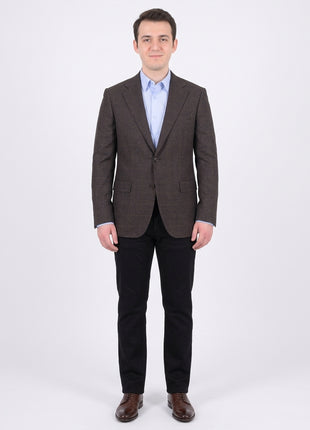 Mens Napoli Slim Fit Brown Textured Half Canvassed Wool Blazer Sportcoat - The Suit Depot