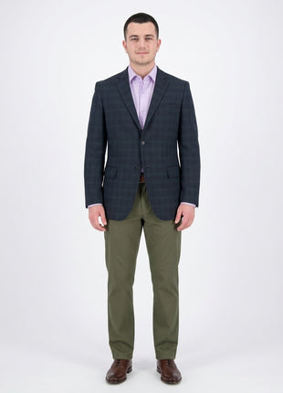 Zanetti Classic Fit Navy Blue Plaid Two Button Wool Blazer Sportcoat - The Suit Depot