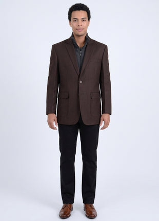 Apollo King Brown Textured Wool Blazer Sportcoat With Removable Mock Liner - The Suit Depot