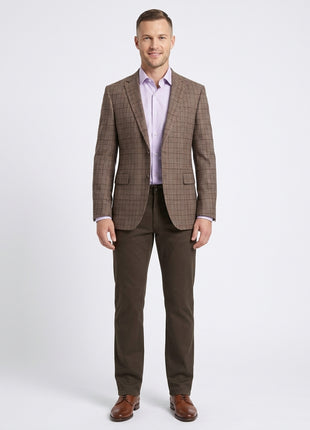 Napoli Slim Fit Brown Plaid Half Canvassed Flannel Wool Cashmere Blend Sportcoat