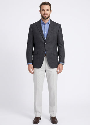 I Uomo Men's Regular Fit Charcoal Gray Blue Plaid 100% Wool Flannel Sportcoat - The Suit Depot