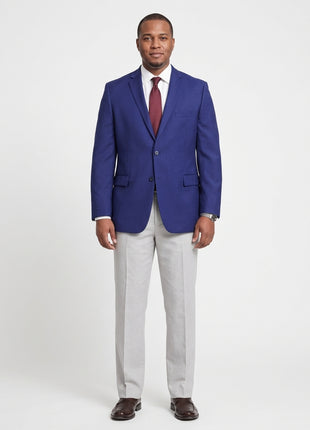 Mens Classic Fit Solid Royal Blue Two Button Wool Blazer Sportcoat