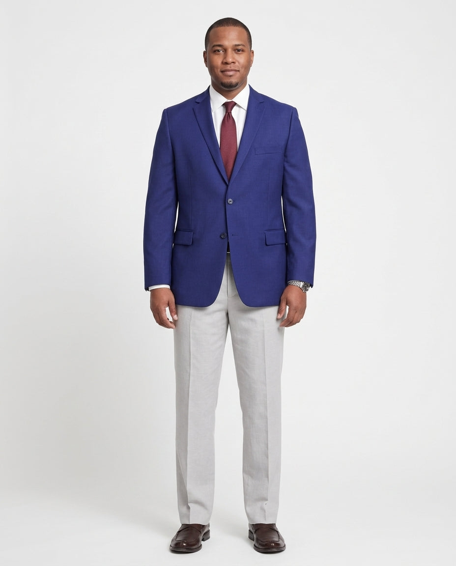 Mens Classic Fit Solid Royal Blue Two Button Wool Blazer Sportcoat, 42 / Long Mens Classic Fit Solid Royal Blue Two Button Wool Blazer Sportcoat, 42 / Long