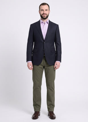 Napoli Slim Fit Blue Twill Half Canvassed Loro Piana Wool Blazer Sportcoat - The Suit Depot