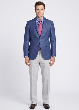 Mens Modern Fit Blue Textured Two Button Wool Blazer Sportcoat - The Suit Depot