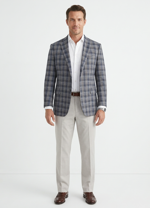Blujacket Gray Blue Plaid Regular Fit Botto Giuseppe Wool Blend Blazer Sportcoat