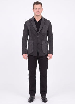 Mens Extra Slim Fit Napoli Gray Patchwork Unlined Unstructured Wool Sportcoat - The Suit Depot