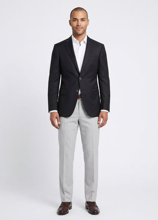 Napoli Slim Fit Solid Black Half Canvassed Tallia Delfino Wool Silk Blend Blazer