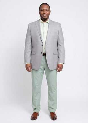 I Uomo Classic Fit Gray Plaid Windowpane Silk Wool Blend Blazer Sportcoat - The Suit Depot