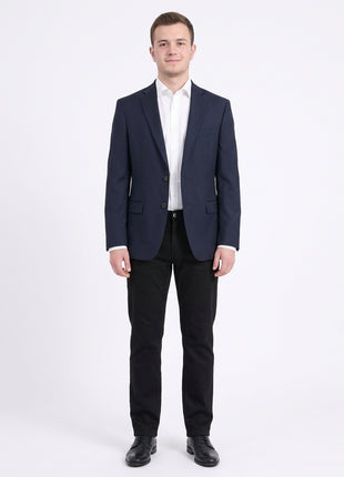 Tommy Hilfiger Solid Navy Blue Classic Fit Notch Lapel Wool 2-Button Blazer