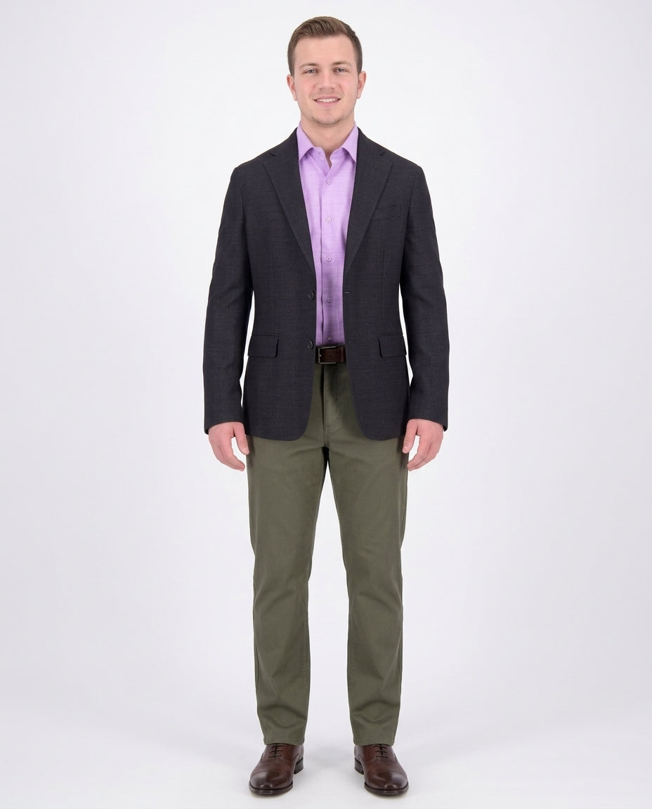 Mens Napoli Extra Slim Fit Navy Heather Unlined Wool Blazer Sportcoat, 38 / Regular