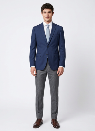 Men's Raphael Slim Fit Solid Blue Two Button  Blazer Sportcoat