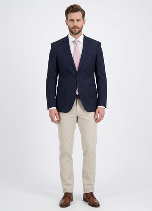 Mens Extra Slim Fit Solid Navy Blue Two Button Wool Blazer Suit Jacket - The Suit Depot