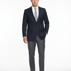 Mens Classic Fit Solid Navy Two Button Suit Jacket Blazer - The Suit Depot