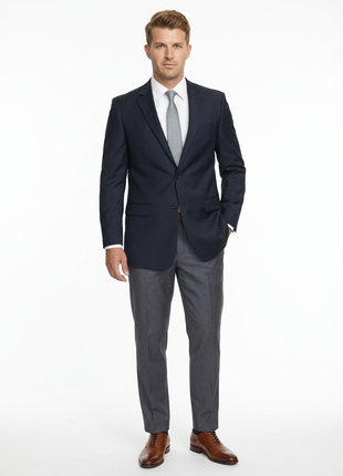 Mens Classic Fit Solid Navy Two Button Suit Jacket Blazer - The Suit Depot