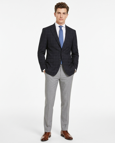 calvin klein navy blue dress pants Calvin Klein Men's Slim-Fit Windowpane Wool Sport Coat