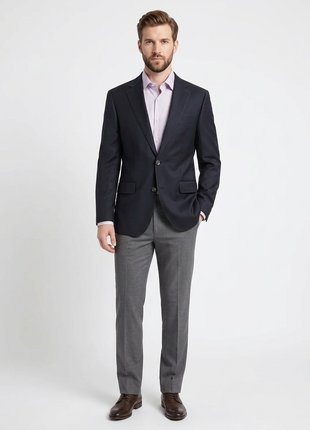 Napoli Mens Solid Navy Blue Classic Fit Wool Cashmere 2 Button Blazer Sportcoat - The Suit Depot