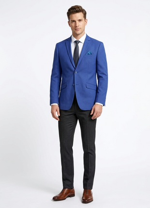 Raphael Men's Blue Textured Slim Fit Blazer Sportcoat