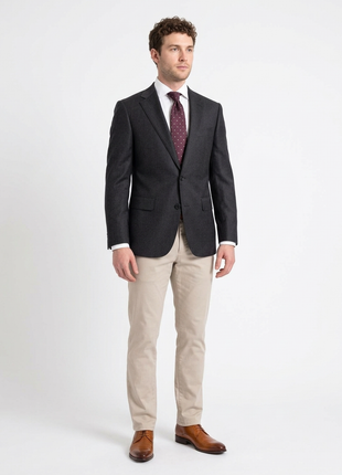 Napoli Modern Fit Solid Charcoal Gray Half Canvassed Wool Cashmere Blend Sportcoat