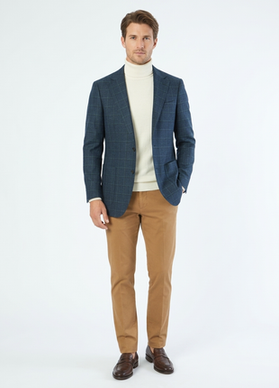 Sartoria Mazara Mens Classic Fit Blue With Green Check 2 Button Blazer Sportcoat