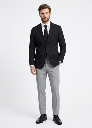 Raphael Mens Solid Black Slim Fit Stretch 2 Button Blazer Sportcoat