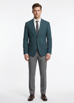John Varvatos BLEECKER Half-Canvassed Green Two Button Wool Blend Blazer