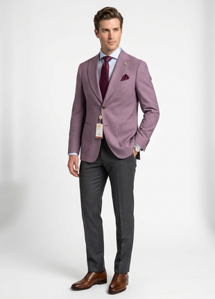 Romaster Purple Slim Fit Stretch Wool Blend Blazer Sportcoat With Patch Pockets