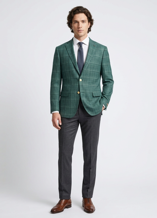 Private Label Mens Green Crossweave Classic Fit Blazer Sportcoat