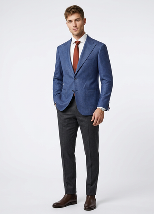 Canuti By Steven Land Mens Blue Textured 2 Button Blazer Sportcoat