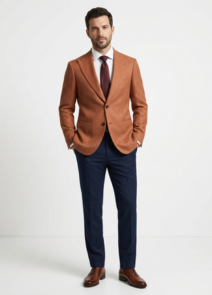 Canuti By Steven Land Mens Orange Textured 2 Button Blazer Sportcoat