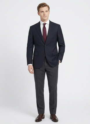 Sartoria Mazara Mens Black Weave Classic Fit Wool 2-Button Blazer Sportcoat