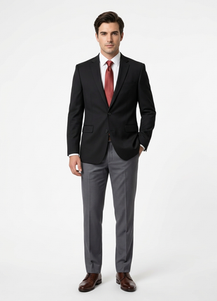 Creativo Classic Fit Solid Black Two Button Blazer