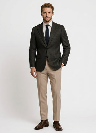 Canuti By Steven Land Textured Black Modern Fit 2 Button Blazer Sportcoat