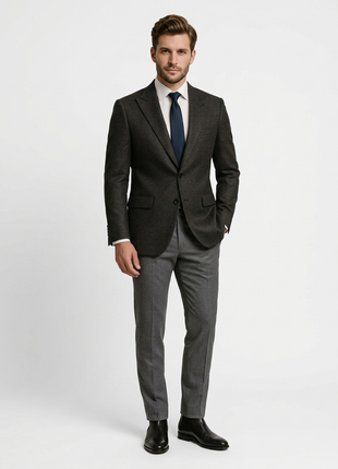 Canuti By Steven Land Textured Black Modern Fit 2 Button Blazer Sportcoat