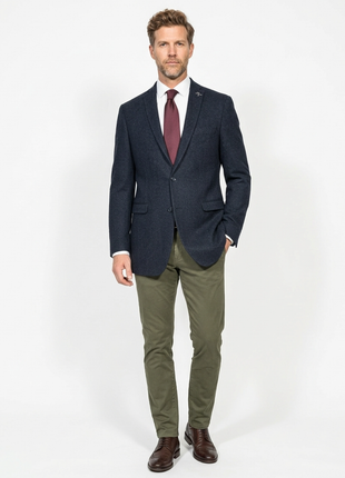 John Varvatos Dark Blue Slim Fit Cotton Stretch Minimum Structure Two Button Casual Blazer