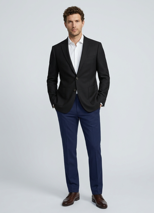 T.O. TR Mens Textured Black Slim Fit Patch Pockets 2 Button Jacket Blazer