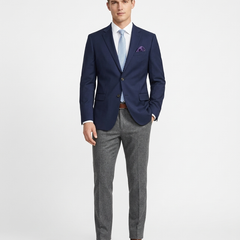 Men's Notch Lapels Dark Navy Solid Blazer - The Suit Depot