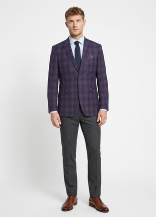 Men's 2 Buttons Slim Fit Blazer Premium Plaid Sport Coat - The Suit Depot