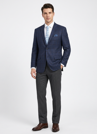 Men's Classic Fit Wool Checked Blazer