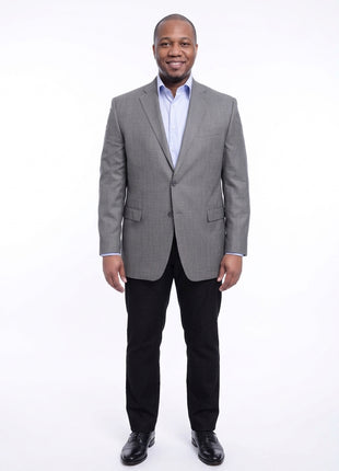 I Uomo Classic Fit Gray Houndstooth Two Button Silk Blend Blazer Sportcoat - The Suit Depot