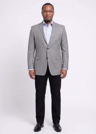 I Uomo Regular Fit Gray Textured Weave Silk Wool Blend Blazer Sportcoat - The Suit Depot